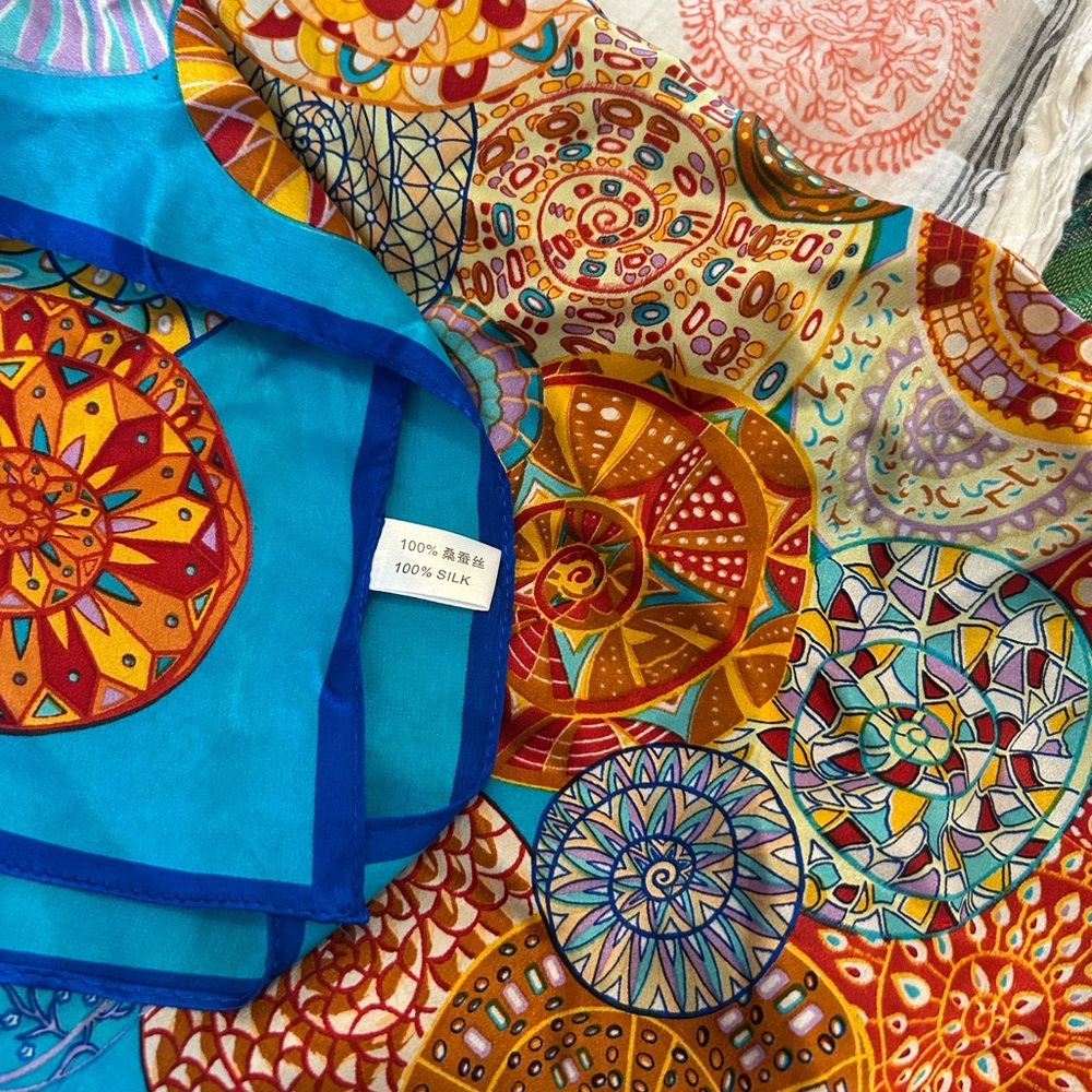 Mixed Pattern Scarf Bundle Boho Wrap Paisley & Fl… - image 4